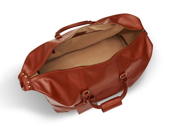 weekendbag läder cognac